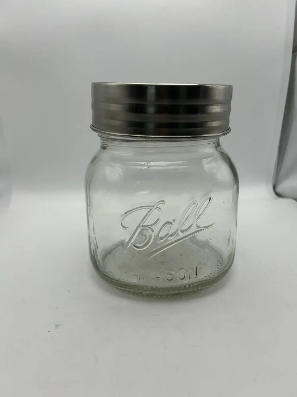Ball Half Gallon 64 oz / 2 qt Glass Storage Canister Stainless Lid Mason Jar